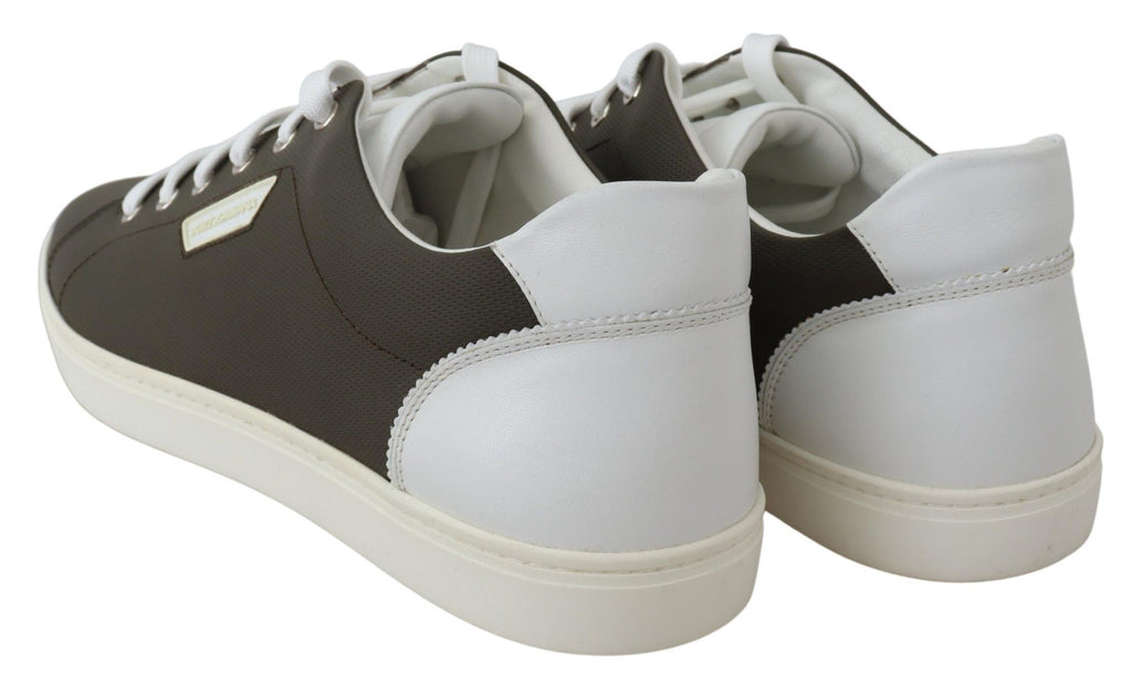 Weiße Grüne Leder Low Top Sneaker Schuhe