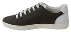 Weiße Grüne Leder Low Top Sneaker Schuhe