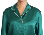 Grüne Pyjama-Bluse aus Seide, Lounge-Schlaf-Oberteil