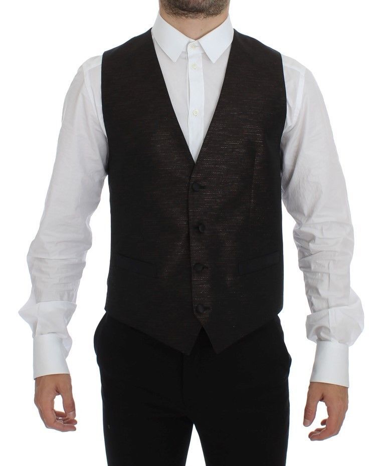 Gilet aus schwarzer Wolle mit Logo-Patch