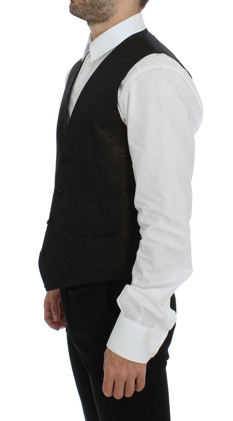 Gilet aus schwarzer Wolle mit Logo-Patch