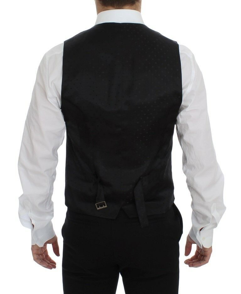 Gilet aus schwarzer Wolle mit Logo-Patch