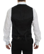Gilet aus schwarzer Wolle mit Logo-Patch