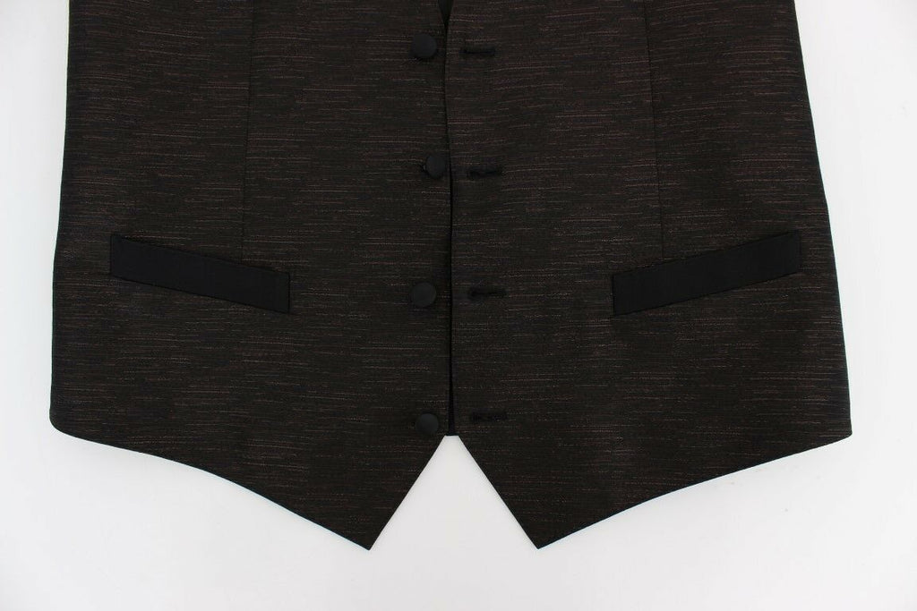 Gilet aus schwarzer Wolle mit Logo-Patch