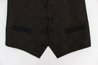 Gilet aus schwarzer Wolle mit Logo-Patch