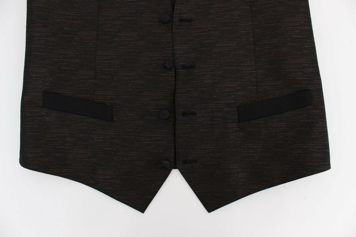 Gilet aus schwarzer Wolle mit Logo-Patch