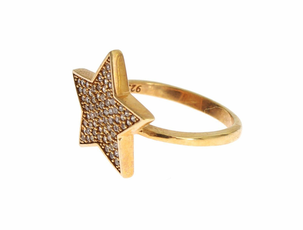 Star Gold 925er Sterling Silber Damenring mit klarem Stein