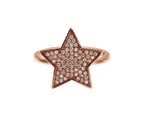 Womens Clear CZ Star 925 Silver Ring
