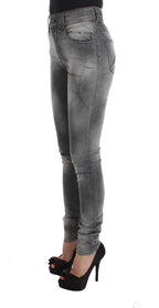 Gray Wash Cotton Blend Slim Fit Denim Jeans Pants