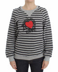 Maglione Girocollo in Cotone Rigato Grigio