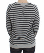 Maglione Girocollo in Cotone Rigato Grigio