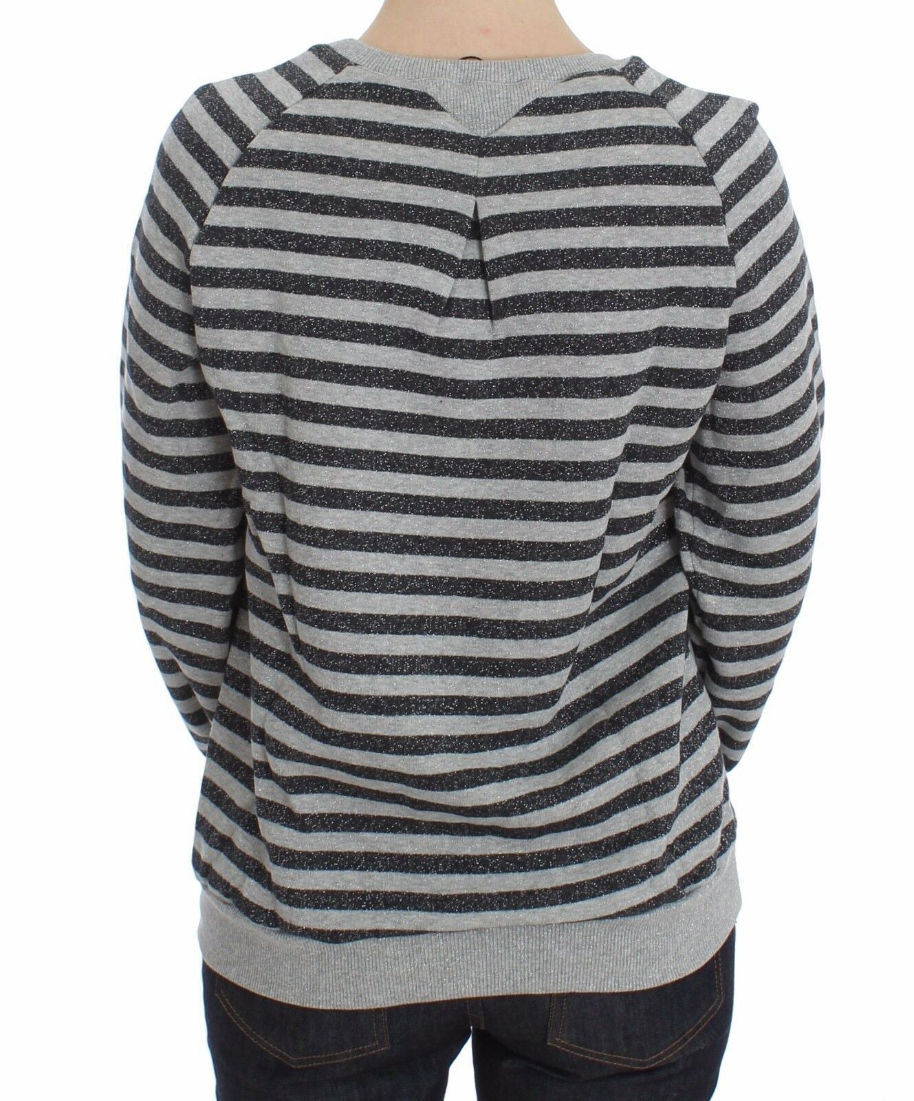Maglione Girocollo in Cotone Rigato Grigio