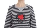 Maglione Girocollo in Cotone Rigato Grigio