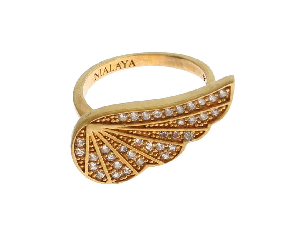 Anello Autentico da Donna in Argento 925 Placcato Oro con Zirconi Incolore