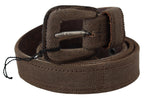 Brown Leather Logo Buckle Waist Belt