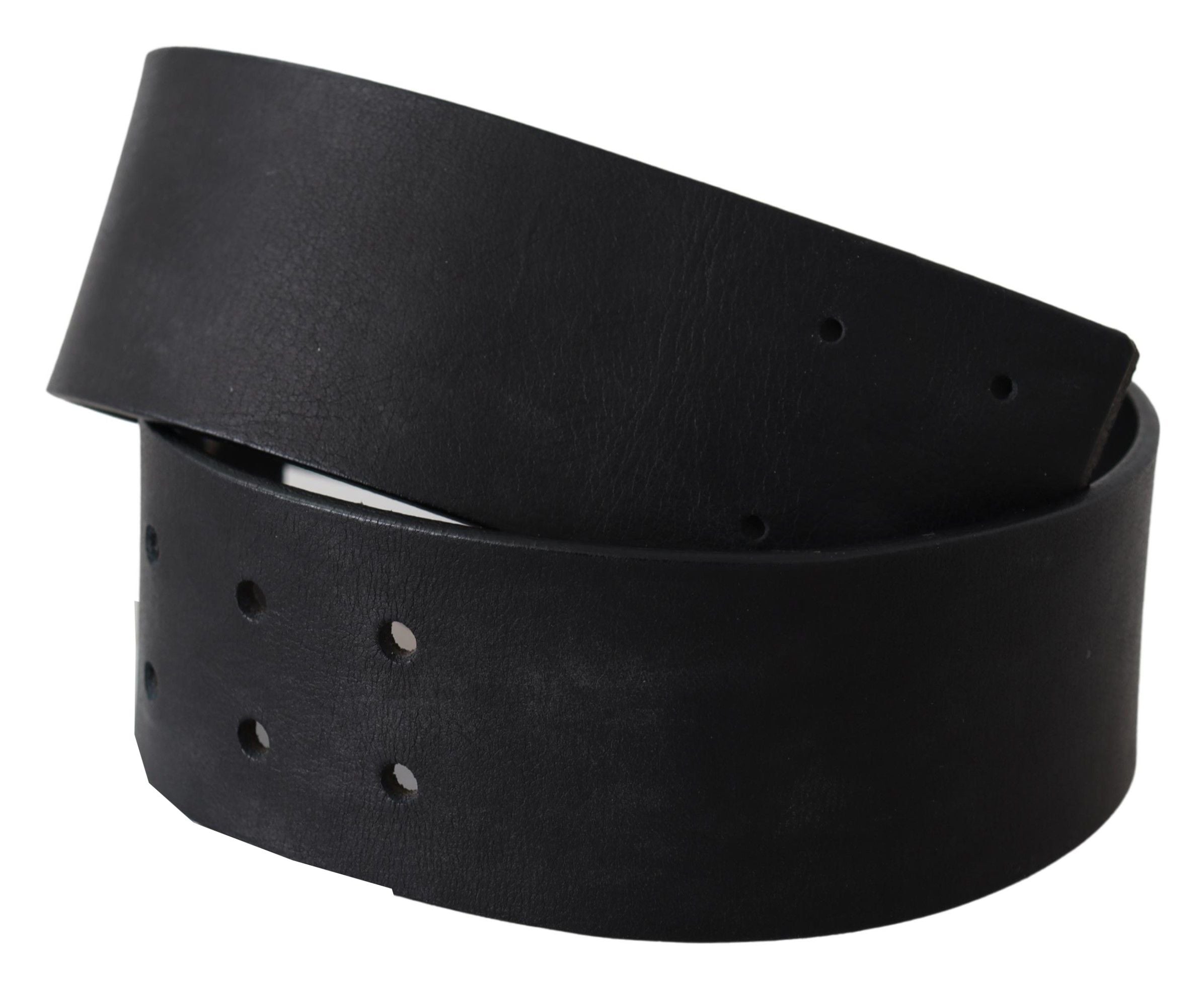 Breiter Taillengürtel aus echtem schwarzem Leder mit Logo