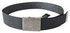 Black Silver Metal Brushed Buckle Waist Belt