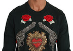 Grüner Kristall Herz Rosen Pistole Pullover