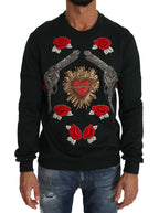 Grüner Kristall Herz Rosen Pistole Pullover