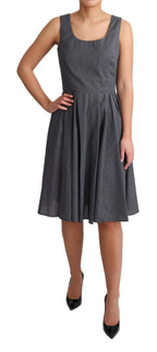Schwarzes gepunktetes A-Linien-Baumwollkleid