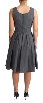 Schwarzes gepunktetes A-Linien-Baumwollkleid