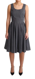 Schwarzes gepunktetes A-Linien-Baumwollkleid