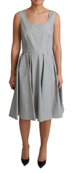 Graues gepunktetes A-Linien-Baumwollkleid