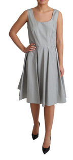 Graues gepunktetes A-Linien-Baumwollkleid