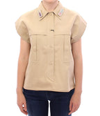 Beige ärmellose Bluse