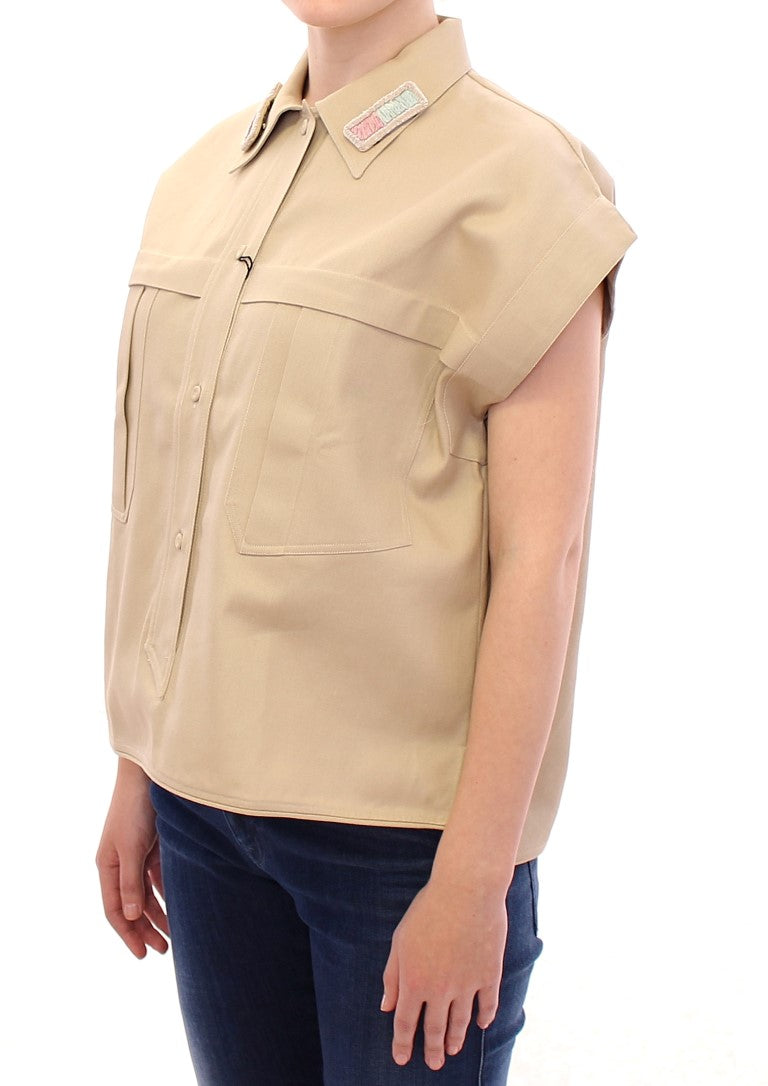 Beige ärmellose Bluse