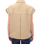 Beige ärmellose Bluse