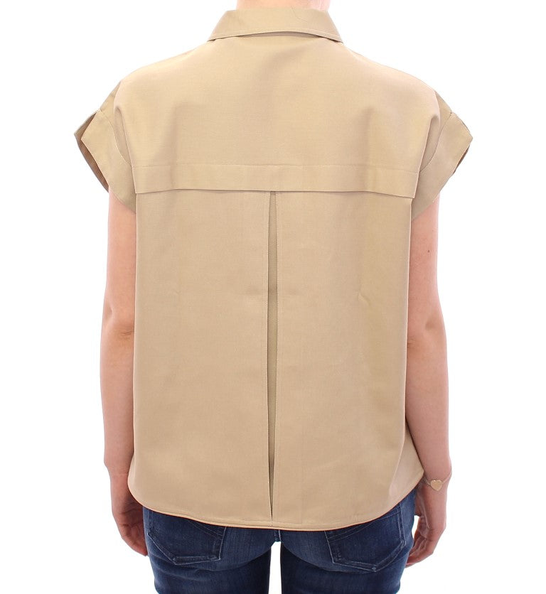 Beige ärmellose Bluse