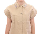 Beige ärmellose Bluse