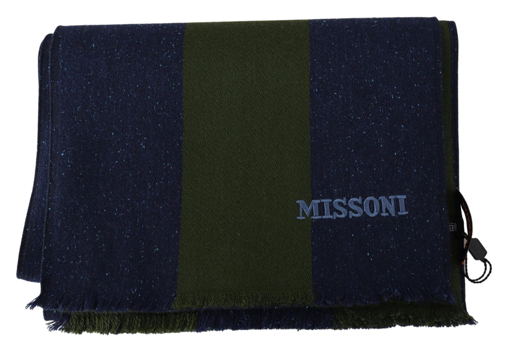 Blue Green Wool Unisex Neck Wrap Shawl Blue