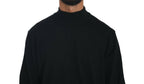 Maglione pullover nero a collo alto in pura lana