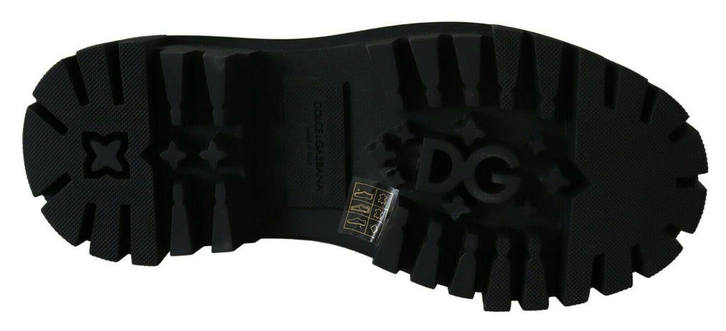 Schwarze Combat Boots aus Leder mit Kristallen
