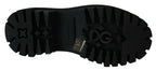 Schwarze Combat Boots aus Leder mit Kristallen