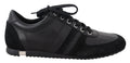 Schwarze Logo-Leder-Sneaker