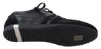 Schwarze Logo-Leder-Sneaker