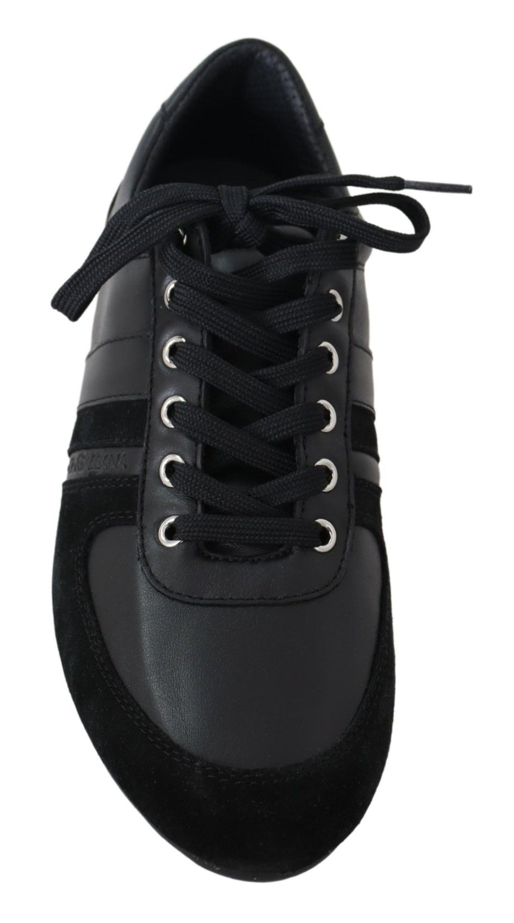 Schwarze Logo-Leder-Sneaker