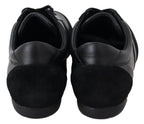 Schwarze Logo-Leder-Sneaker