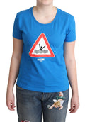Blaues Baumwoll-Bade-T-Shirt mit Grafikdreieck