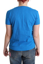 Blaues Baumwoll-Bade-T-Shirt mit Grafikdreieck