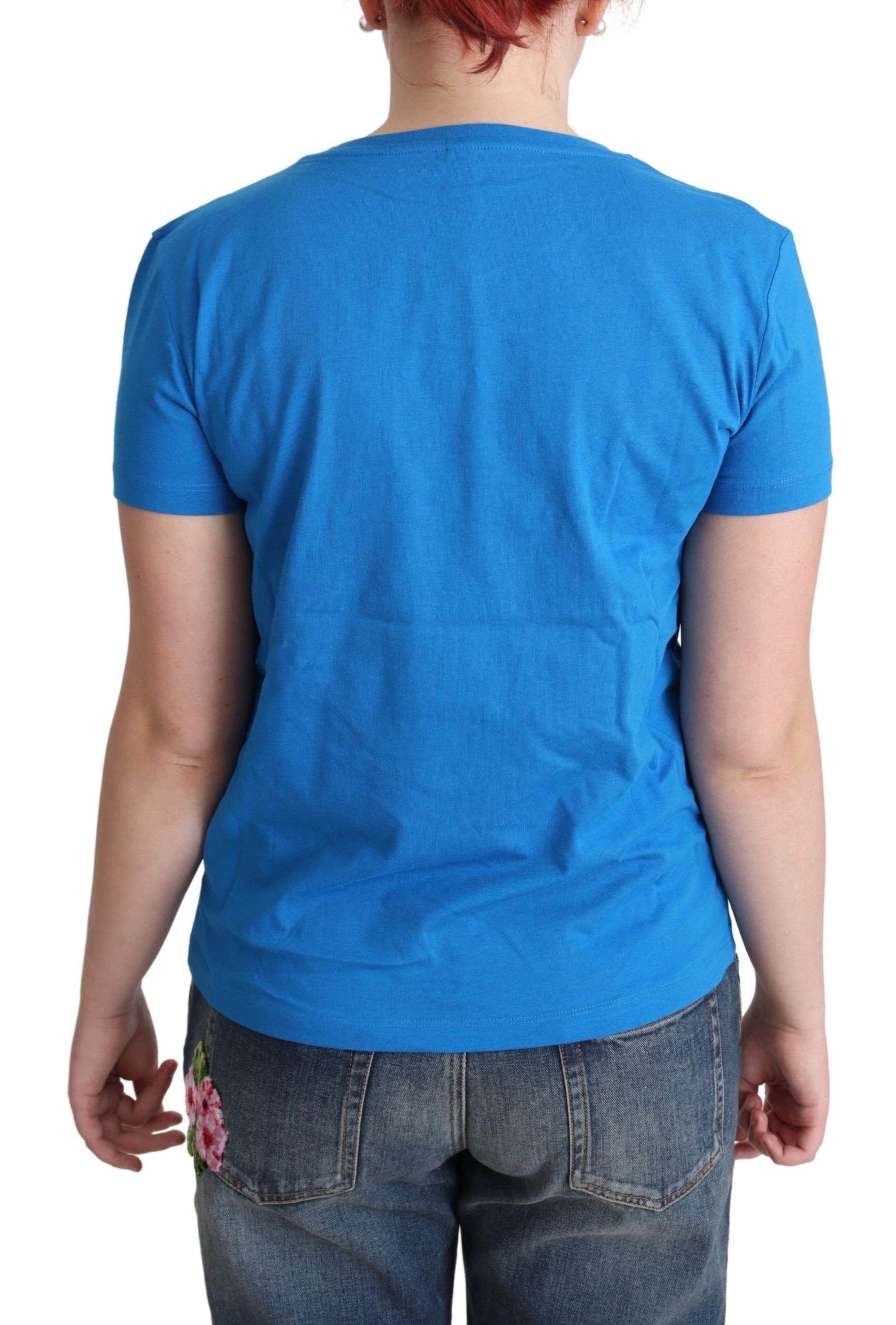 Blaues Baumwoll-Bade-T-Shirt mit Grafikdreieck