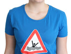 Blaues Baumwoll-Bade-T-Shirt mit Grafikdreieck