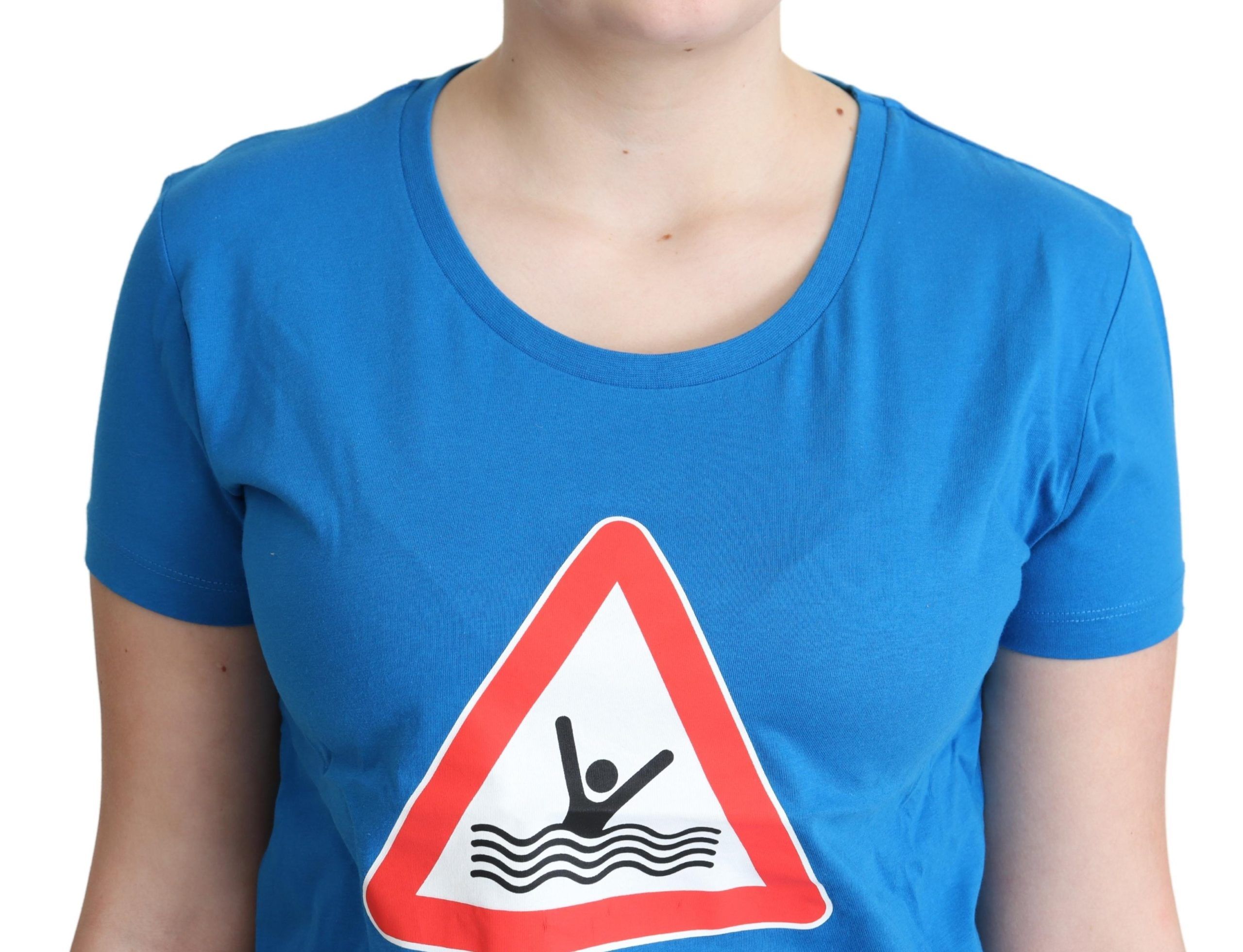 Blaues Baumwoll-Bade-T-Shirt mit Grafikdreieck