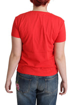 Red Cotton Swim Graphic Triangle Print  T-shirt
