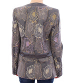 Mehrfarbiger Blazer aus Seide mit Blumenmuster und Baumwolle