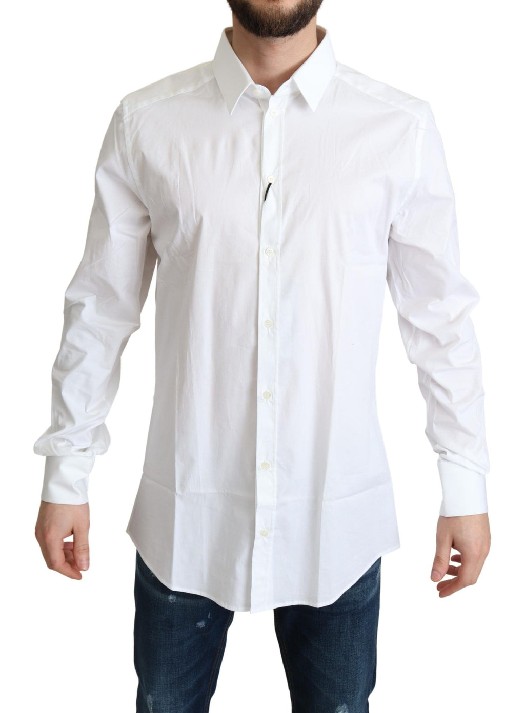 Camicia Elegante Formale da Uomo in Cotone Stretch Bianco