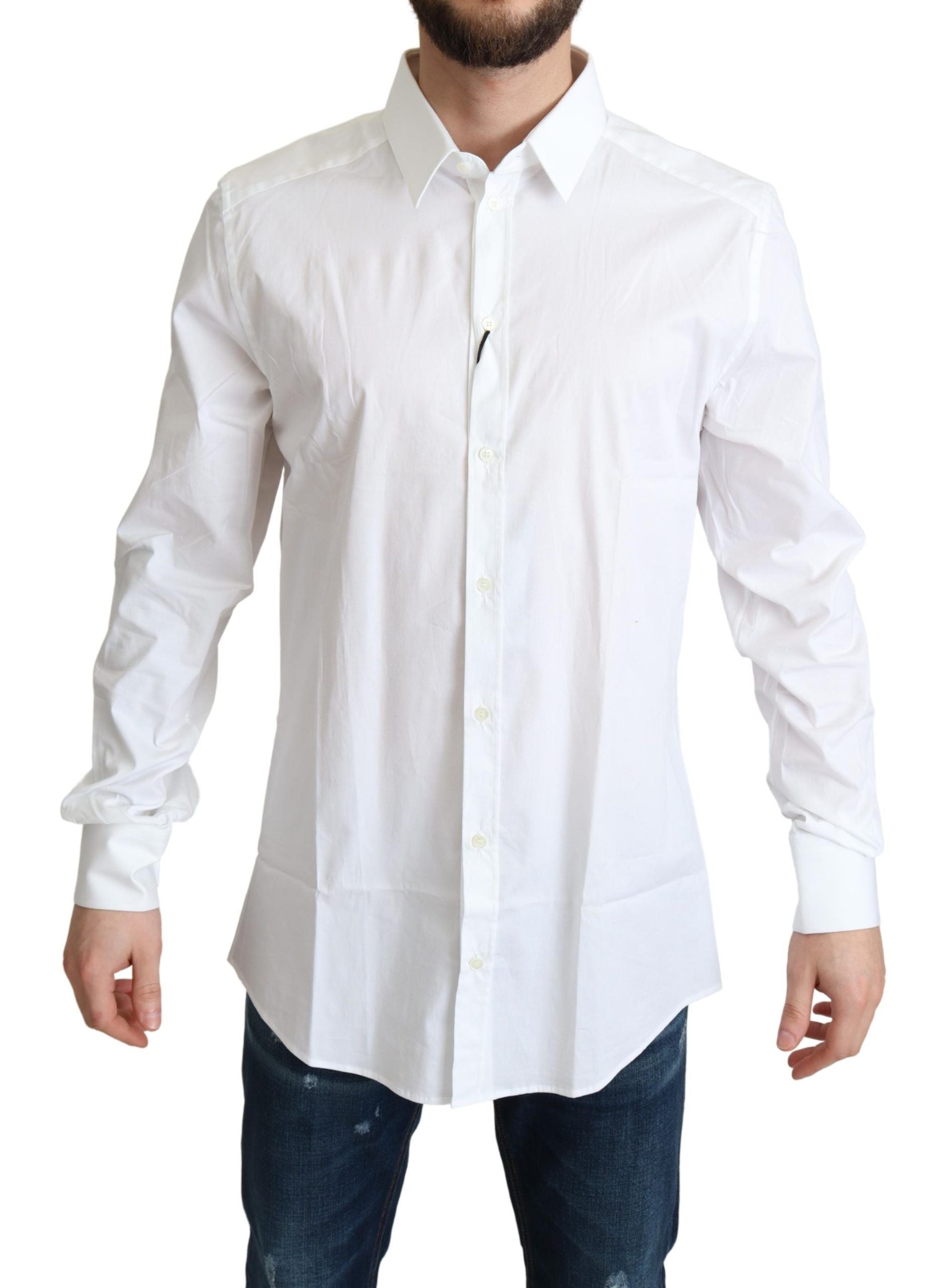Camicia Elegante Formale da Uomo in Cotone Stretch Bianco